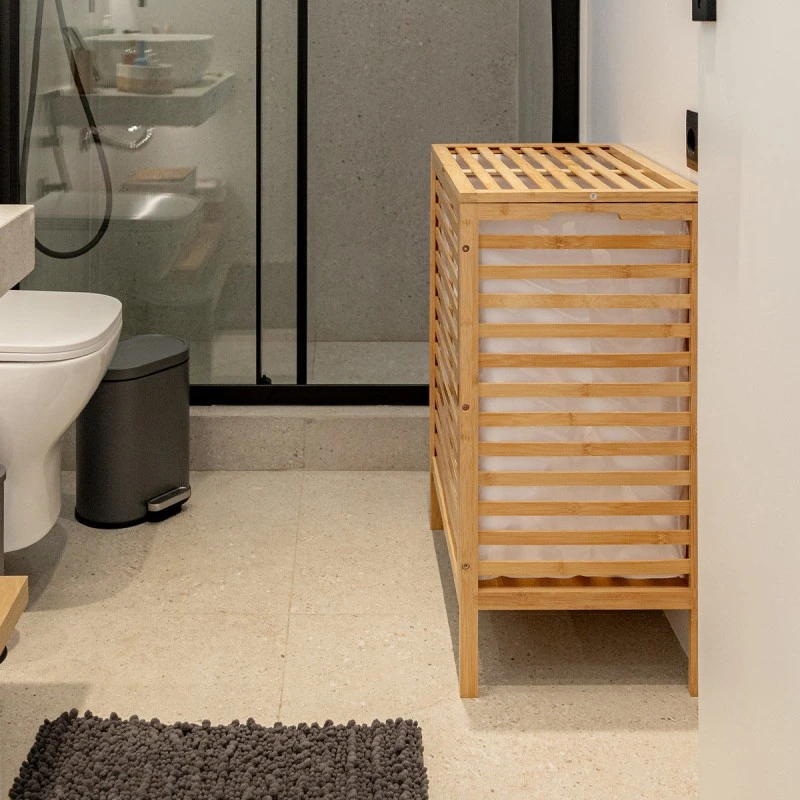 LAUNDRY BASKET BAMBOO ESSENTIALS 60lt  DOUBLE