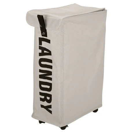 LAUDRY BASKET WITH WHEELS TAUPE