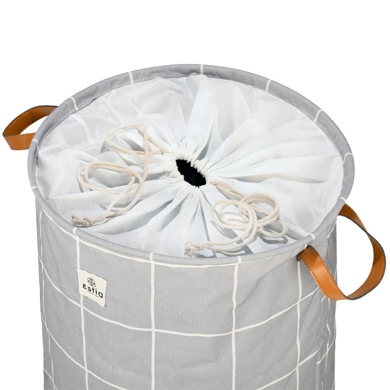 LAUNDRY BASKET CHECKERED 60lt FOLDABLE WITH HANDLES 40x40x50cm