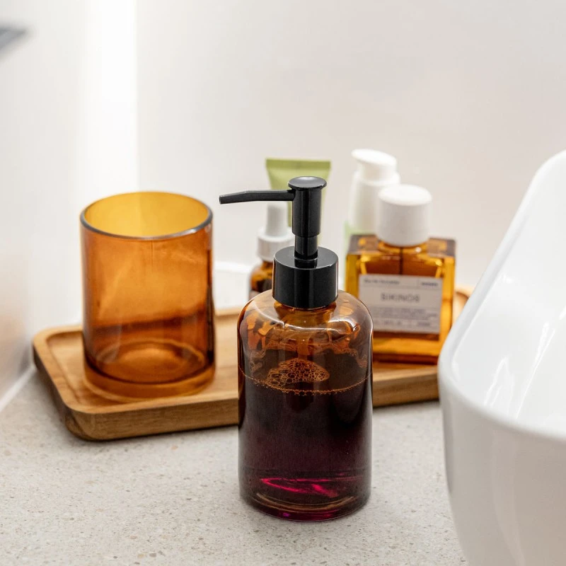 SOAP DISPENSER AMBER GLASS 330ML