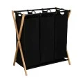 LAUNDRY BASKET BAMBOO ESSENTIALS WITH 3 COMPARTMENTS BLACK