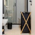 LAUNDRY BASKET BAMBOO ESSENTIALS WITH 3 COMPARTMENTS BLACK