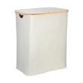 LAUNDRY BASKET BAMBOO ESSENTIALS 144lt WITH 2 MESH BAGS GREY