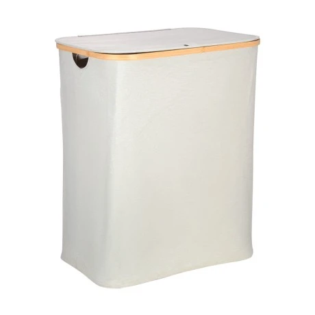 LAUNDRY BASKET BAMBOO ESSENTIALS 144lt WITH 2 MESH BAGS GREY