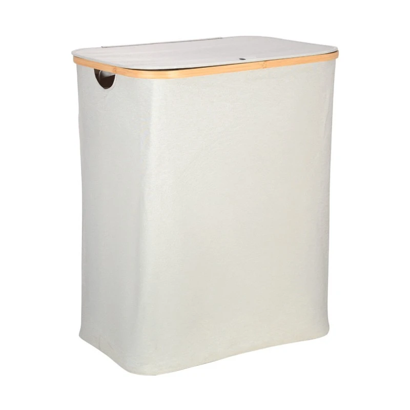 LAUNDRY BASKET BAMBOO ESSENTIALS 144lt WITH 2 MESH BAGS GREY