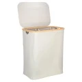 LAUNDRY BASKET BAMBOO ESSENTIALS 144lt WITH 2 MESH BAGS GREY