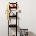 FLOOR STORAGE SHELF BAMBOO 4 TIERS BLACK