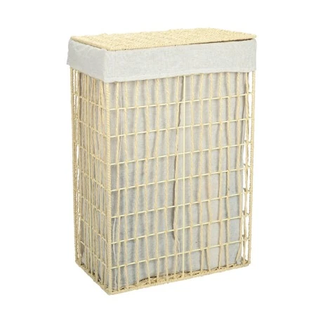 LAUDRY BASKET NEST 37x22x55cm WITH 2 COMPARTENTS BEIGE