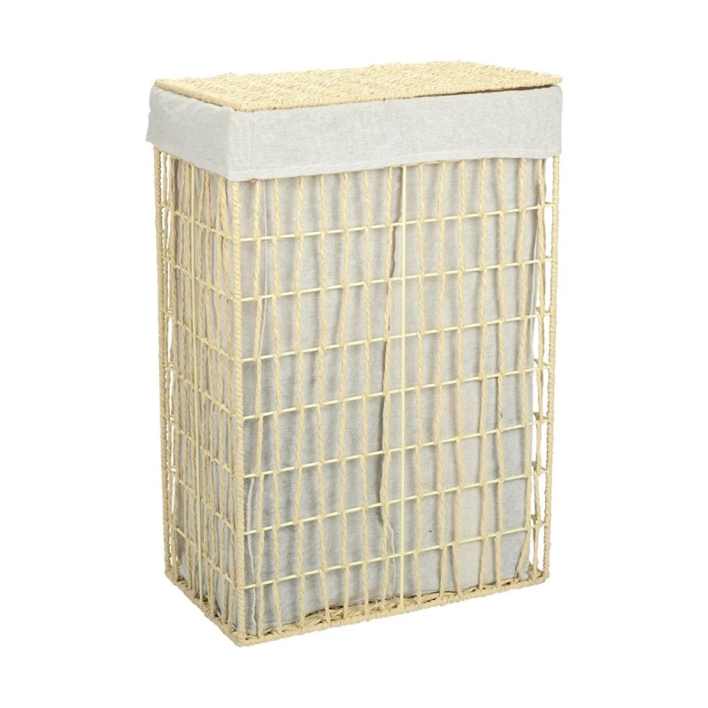 LAUDRY BASKET NEST 37x22x55cm WITH 2 COMPARTENTS BEIGE