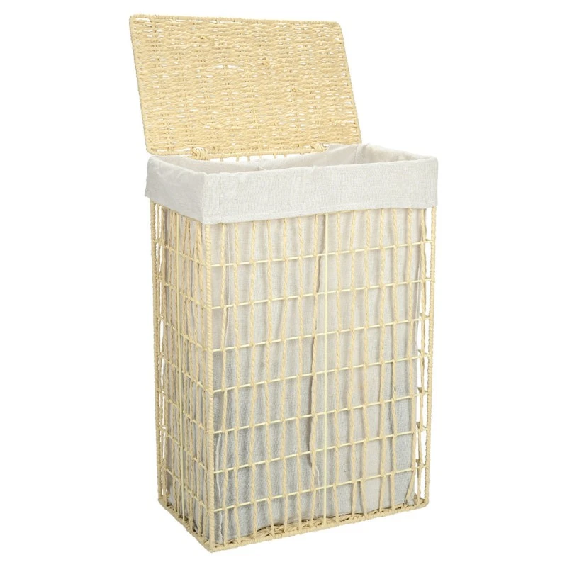 LAUDRY BASKET NEST 37x22x55cm WITH 2 COMPARTENTS BEIGE