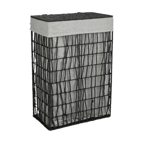 LAUDRY BASKET NEST 37x22x55cm WITH 2 COMPARTENTS BLACK