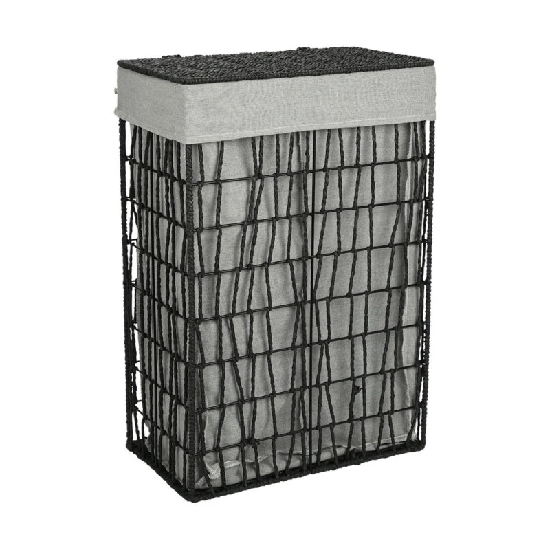 LAUDRY BASKET NEST 37x22x55cm WITH 2 COMPARTENTS BLACK
