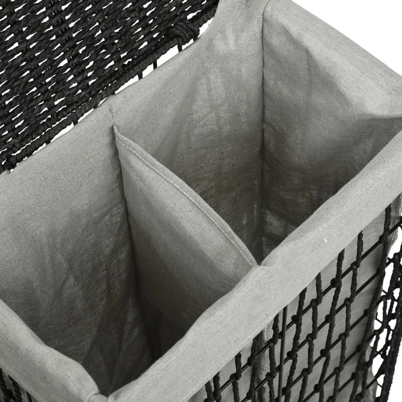 LAUDRY BASKET NEST 37x22x55cm WITH 2 COMPARTENTS BLACK