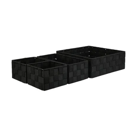STORAGE BASKETS WOVEN SET 4 PCS. 28x28x10cm- 26x13x9cm- 13x13x9cm BLACK