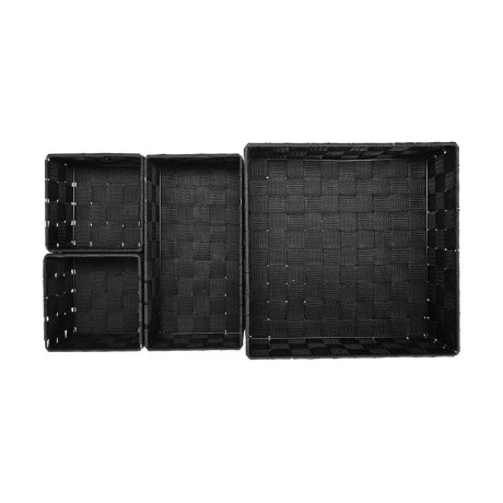STORAGE BASKETS WOVEN SET 4 PCS. 28x28x10cm- 26x13x9cm- 13x13x9cm BLACK