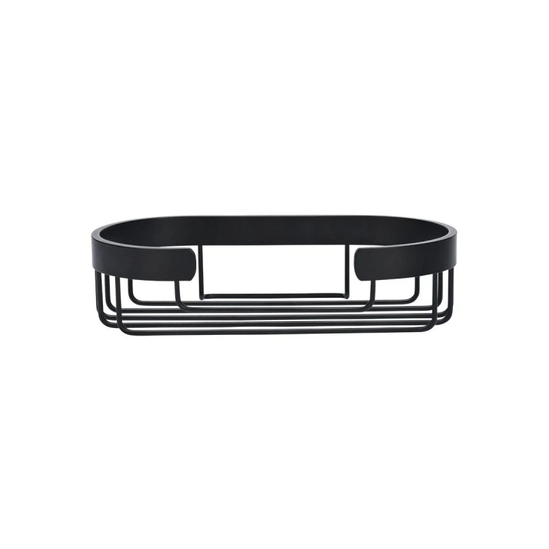 BATHROOM SHELVES STANCE WITH DOUBLE SIDED STICKER 25x13x6.5cm BLACK