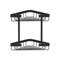 BATHROOM CORNER SHELVES STANCE WITH DOUBLE SIDED STICKER 25x17x6.5cm  BLACK
