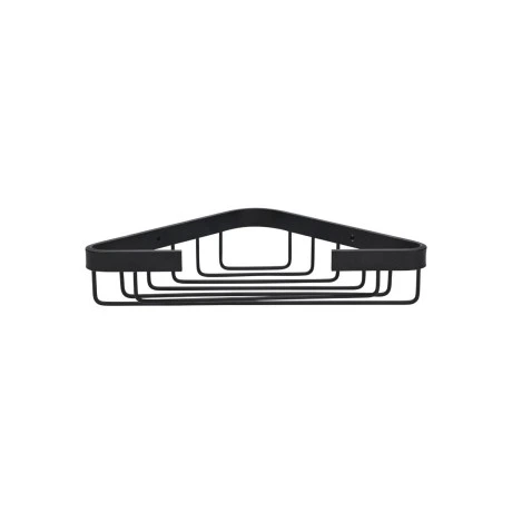 BATHROOM CORNER SHELVES STANCE WITH DOUBLE SIDED STICKER 2-TIER 25x17x28.5cm BLACK