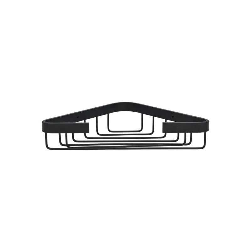 BATHROOM CORNER SHELVES STANCE WITH DOUBLE SIDED STICKER 2-TIER 25x17x28.5cm BLACK