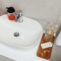 TOOTHBRUSH HOLDER ALIVIO GLASS EMBOSSED 300ml 7.8x10cm TRANSPARENT