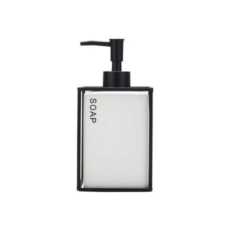 SOAP DISPENSER CAGE 450ml CERAMIC WHITE WITH METALLIC FRAME