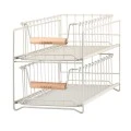 STORAGE BASKET ALLURE METALLIC 2-TIER IVORY