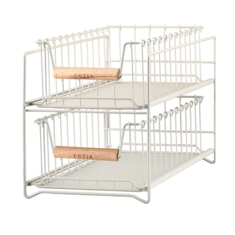 STORAGE BASKET ALLURE METALLIC 2-TIER IVORY