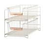 STORAGE BASKET ALLURE METALLIC 2-TIER IVORY