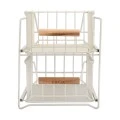 STORAGE BASKET ALLURE METALLIC 2-TIER IVORY