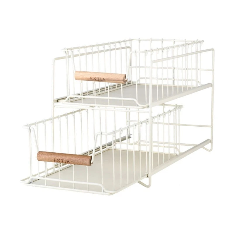 STORAGE BASKET ALLURE METALLIC 2-TIER IVORY