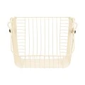 STORAGE BASKET ALLURE METALLIC WITH WOODEN HANDLES 26.5x29.5x21.5cm STACKABLE IVORY