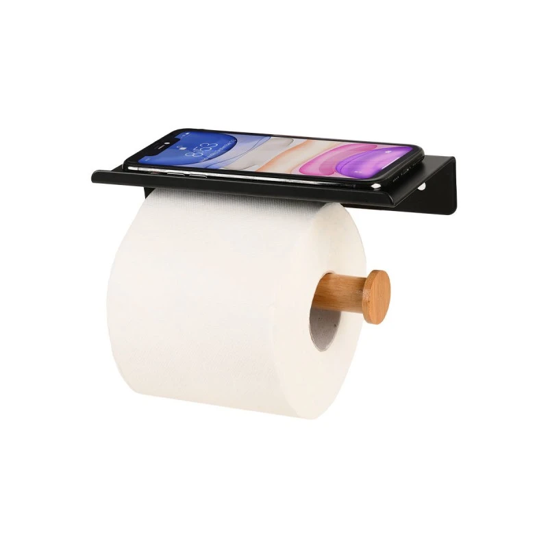 ESTIA ΧΑΡΤΟΘΗΚΗ ΕΠΙΤΟΙΧΙΑ BAMBOO ESSENTIALS ΜΕ ΘΕΣΗ ΓΙΑ ΚΙΝΗΤΟ ΜΕΤΑΛΛΙΚΗ ΜΑΥΡΗ