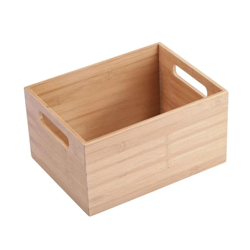 ORGANIZER BOX BAMBOO ESSENTIALS WITH HANDLES 26X18.5X16.5CM STACKABLE
