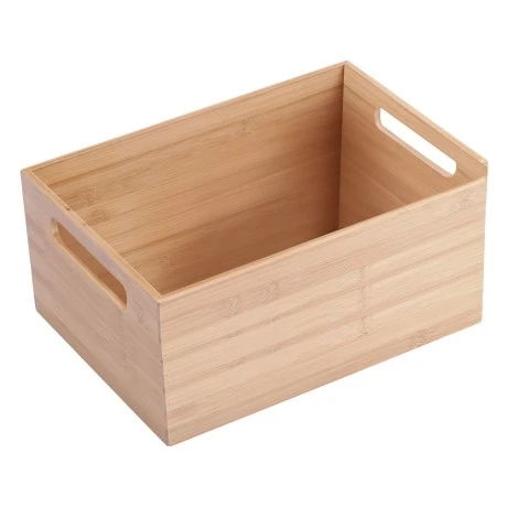 ORGANIZER BOX BAMBOO ESSENTIALS WITH HANDLES 37X26X16.5CM STACKABLE