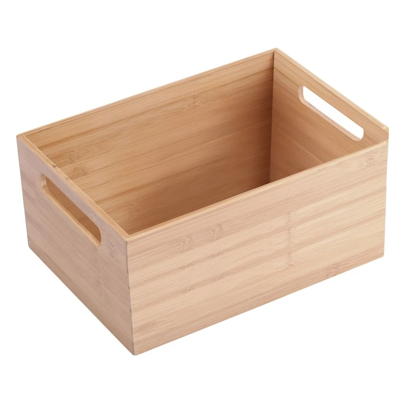 ORGANIZER BOX BAMBOO ESSENTIALS WITH HANDLES 37X26X16.5CM STACKABLE