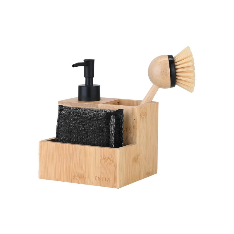 DISHWASHER CONTAINER BAMBOO ESSENTIALS WITH SPONGES AND BRUSH