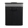 LAUNDRY BASKET BAMBOO ESSENTIALS 60LT FOLDABLE REGTANGULAR BLACK NEW WEAVE