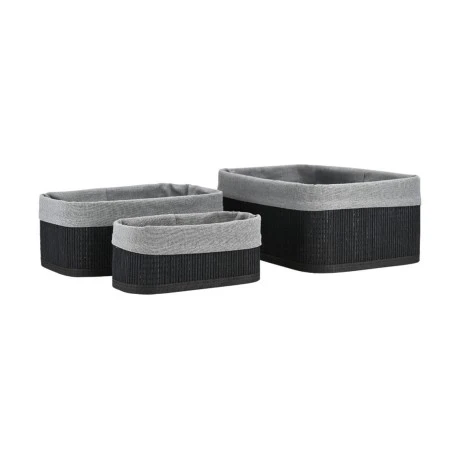 STORAGE &amp; ORGANIZER BOX BAMBOO ESSENTIALS WITH CLOTHING 3PCS BLACK
