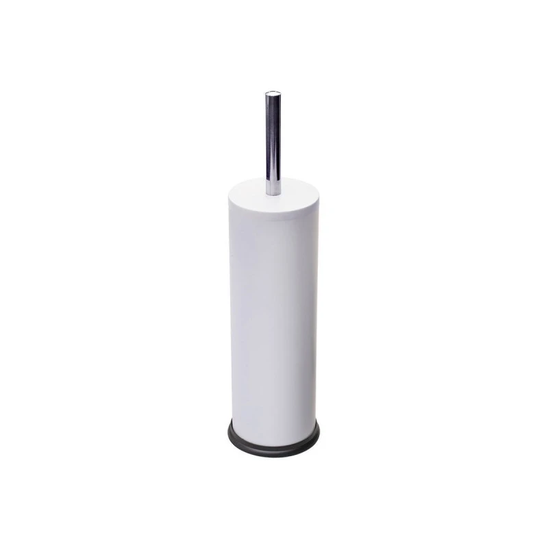 TOILET BRUSH CLASSIC METALLIC WITH PLASTIC CONTAINER 23cm MATTE WHITE
