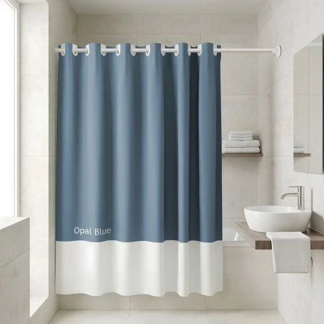 BATHROOM CURTAIN WATER RESISTANT POLYESTER 180x194cm OPAL BLUE