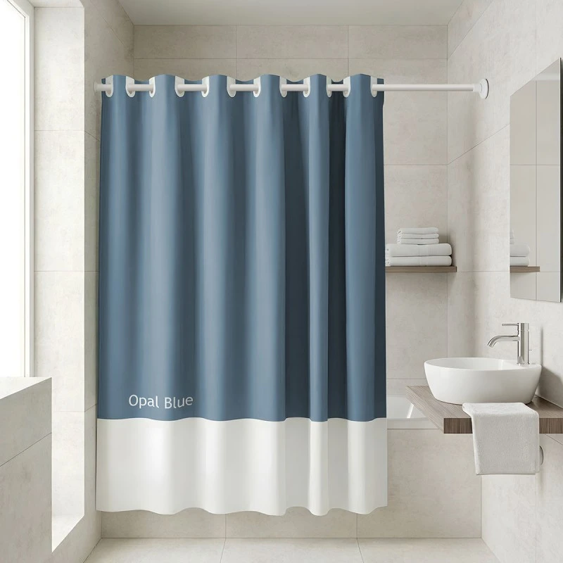 BATHROOM CURTAIN WATER RESISTANT POLYESTER 180x194cm OPAL BLUE
