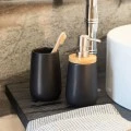 TOOTHBRUSH HOLDER BAMBOO PORCELAIN BLACK