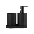 BATH ACCESSORIES STRIPE SET OF 3 PCS BLACK