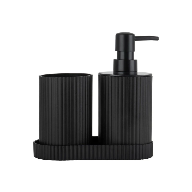 BATH ACCESSORIES STRIPE SET OF 3 PCS BLACK
