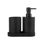 BATH ACCESSORIES STRIPE SET OF 3 PCS BLACK
