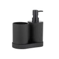 BATH ACCESSORIES STRIPE SET OF 3 PCS BLACK