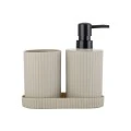 BATH ACCESSORIES STRIPE SET OF 3 PCS BEIGE