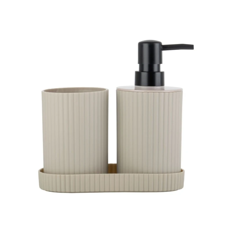 BATH ACCESSORIES STRIPE SET OF 3 PCS BEIGE