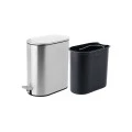 BATHROOM BIN SLIM SOFT CLOSE STAINLESS STEEL 5lt MATTE INOX