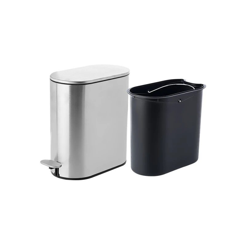 BATHROOM BIN SLIM SOFT CLOSE STAINLESS STEEL 5lt MATTE INOX